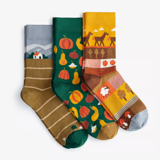 田舎の散歩ソックス｜３足入り