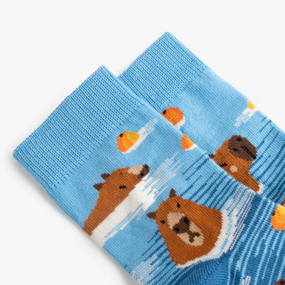 カピバラ柄キッズソックス｜１足入り